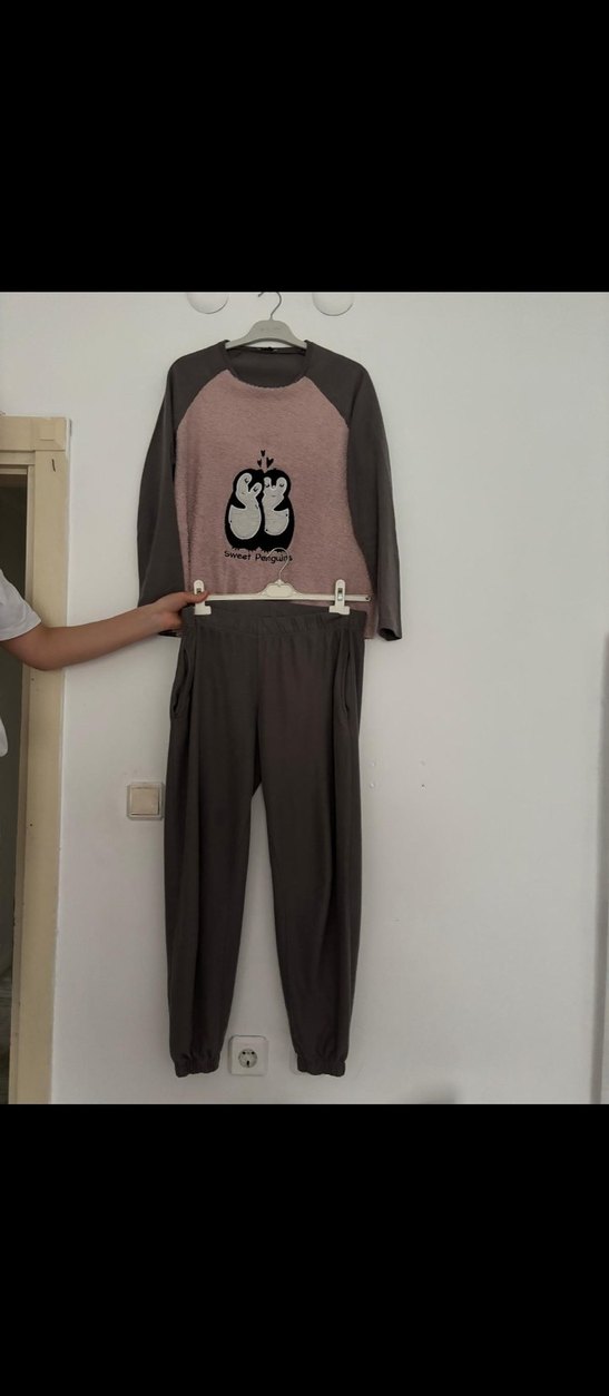 Kahverengi Kadın V Yakalı Bol Kesim Tulum - Görsel 2