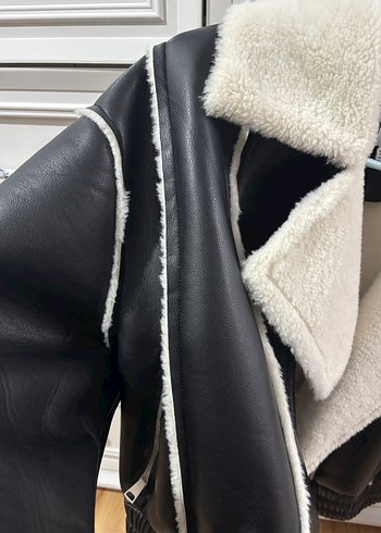 Siyah Deri Kürklü Kadın Ceket - Görsel 4