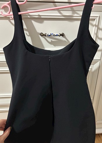 Siyah Mini Süet Straplez Elbise - Görsel 4