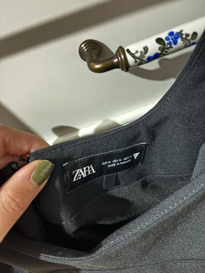 Siyah Mini Süet Straplez Elbise - Görsel 3