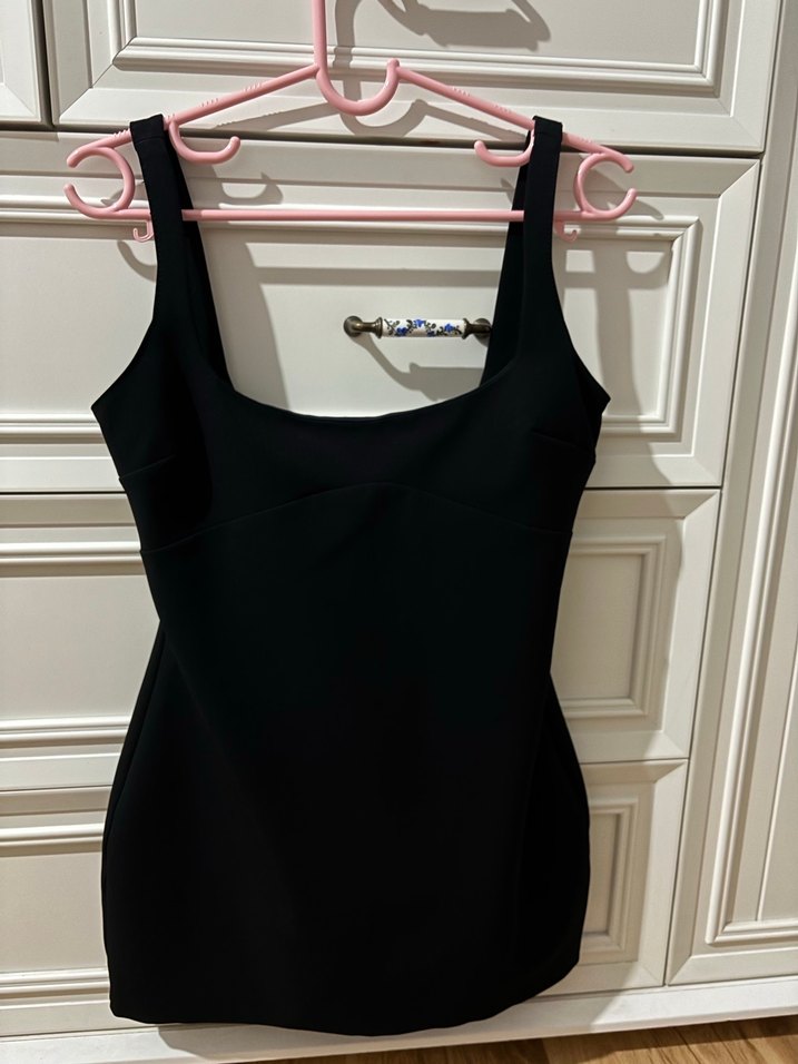 Siyah Mini Süet Straplez Elbise - Görsel 2