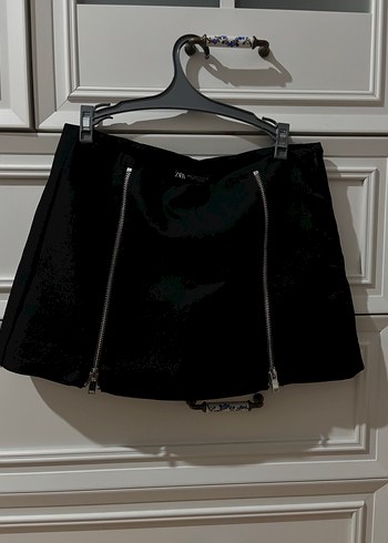 Siyah Mini Etek Fermuar Detaylı - Görsel 2