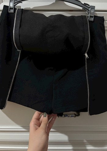 Siyah Mini Etek Fermuar Detaylı - Görsel 4