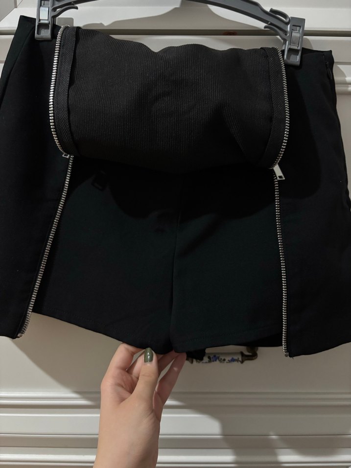 Siyah Mini Etek Fermuar Detaylı - Görsel 4