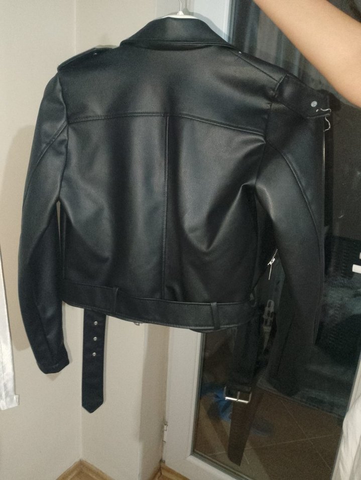 Siyah Biker Deri Ceket Kadın - Görsel 2