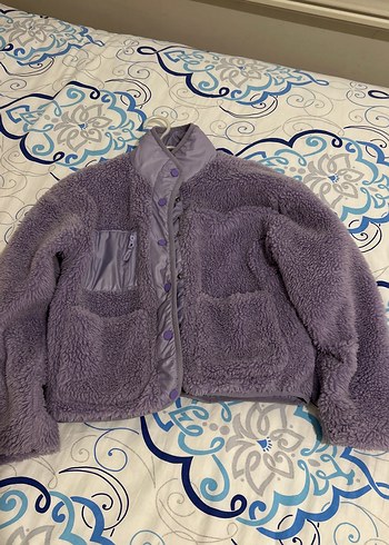 Mor Peluş Detaylı Midi Kadın Ceket - Görsel 2