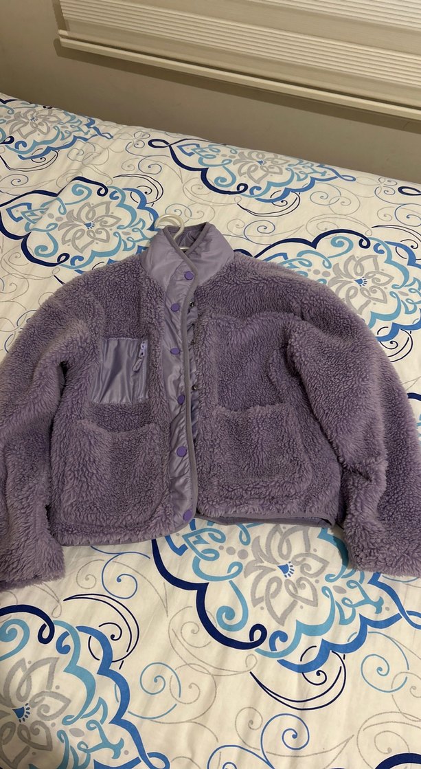 Mor Peluş Detaylı Midi Kadın Ceket - Görsel 2