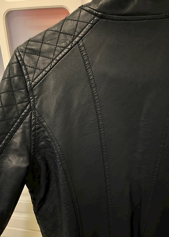 Lacivert Deri Biker Mont - Görsel 3