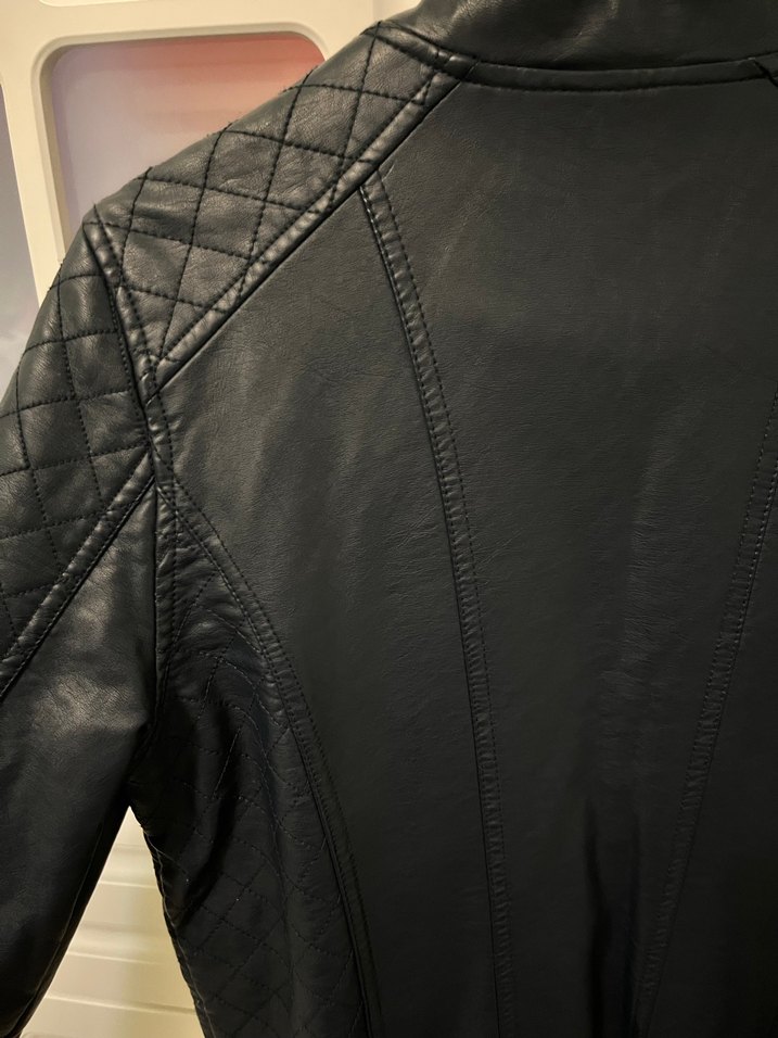 Lacivert Deri Biker Mont - Görsel 3