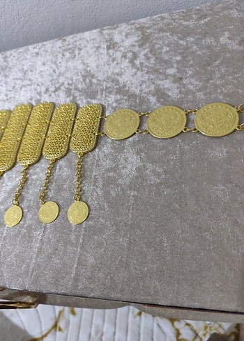 Altın Renkli Boncuklu Yılan Desenli Kadın kemer - Görsel 4