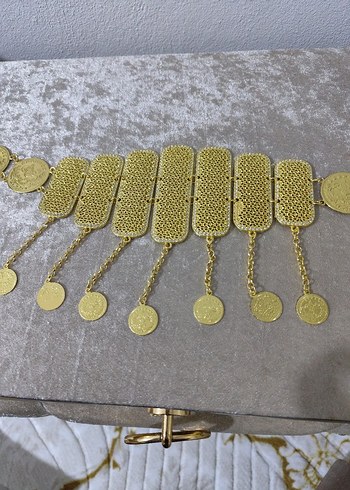 Altın Renkli Boncuklu Yılan Desenli Kadın kemer - Görsel 3