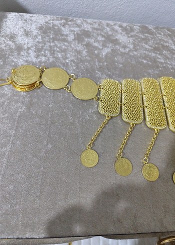 Altın Renkli Boncuklu Yılan Desenli Kadın kemer - Görsel 5