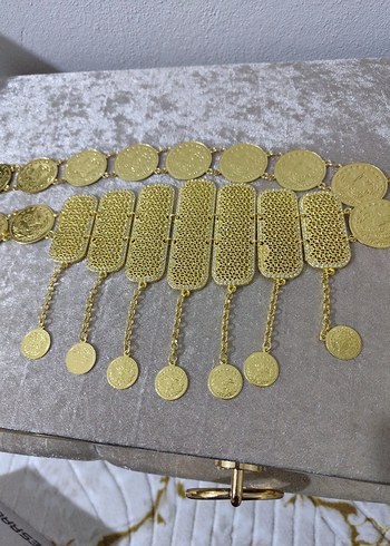 Altın Renkli Boncuklu Yılan Desenli Kadın kemer - Görsel 2