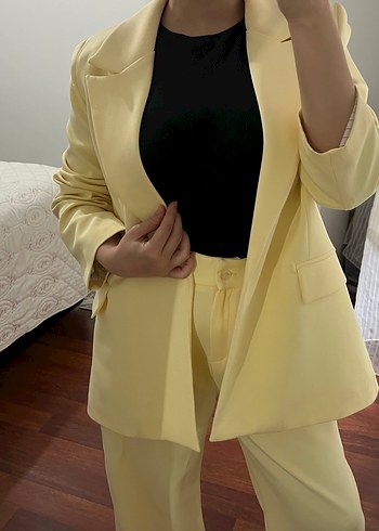 Sarı Midi Kadın Blazer Ceket - Görsel 5
