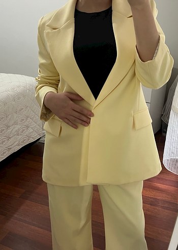 Sarı Midi Kadın Blazer Ceket - Görsel 4