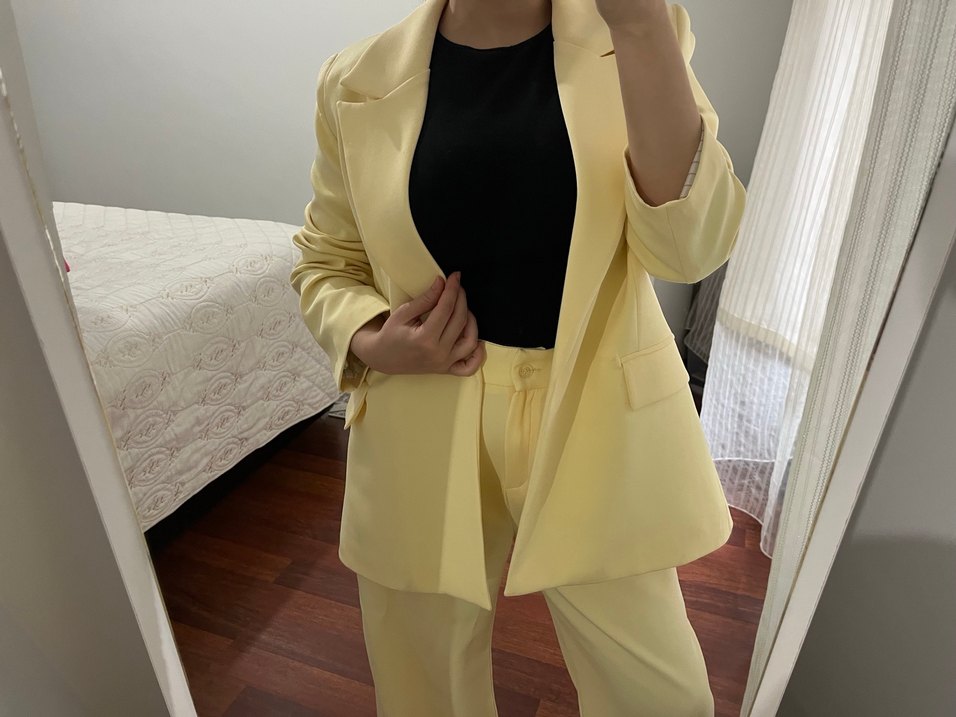 Sarı Midi Kadın Blazer Ceket - Görsel 5