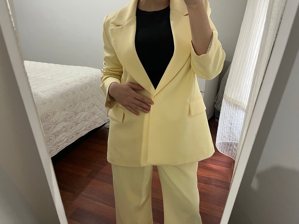 Sarı Midi Kadın Blazer Ceket - Görsel 4