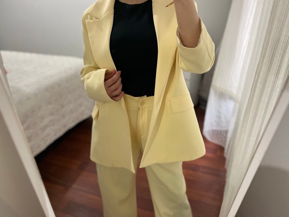 Sarı Midi Kadın Blazer Ceket - Görsel 2