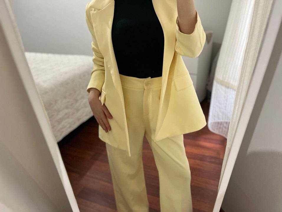 Sarı Midi Kadın Blazer Ceket - Görsel 3