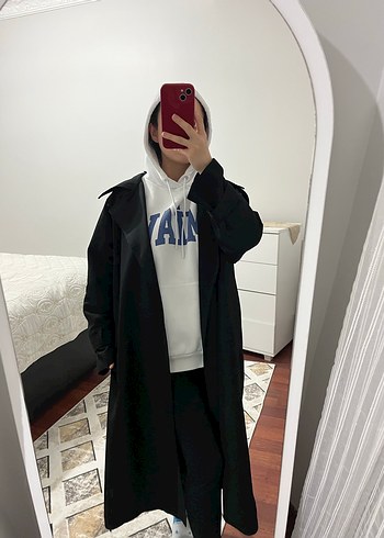 Kadın Siyah Midi Trençkot - Görsel 2