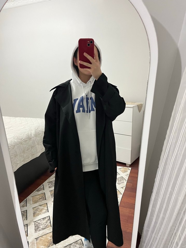 Kadın Siyah Midi Trençkot - Görsel 2