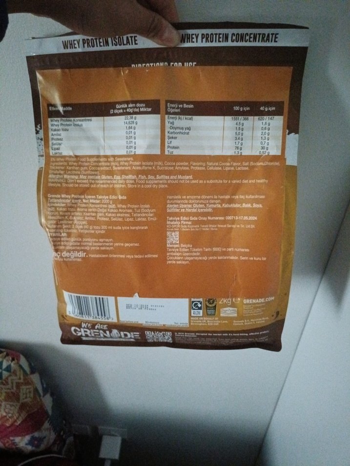 Grenade Whey Protein 50 Service SKT:2027 - Görsel 2