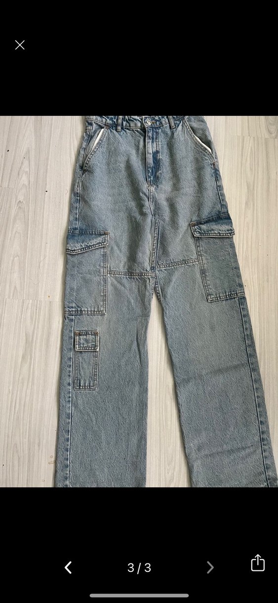 Yeni etiketli defacto 90s Düğmeli, fitted gri midi kot pantolon - Görsel 3