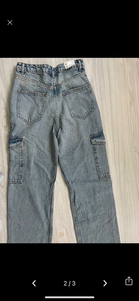 Yeni etiketli defacto 90s Düğmeli, fitted gri midi kot pantolon - Görsel 2