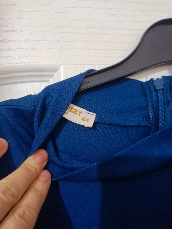 Kadın Lacivert Piliseli Uzun Kollu Elbise - Görsel 4