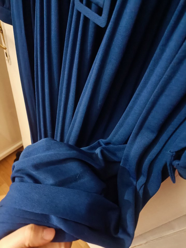 Kadın Lacivert Piliseli Uzun Kollu Elbise - Görsel 3