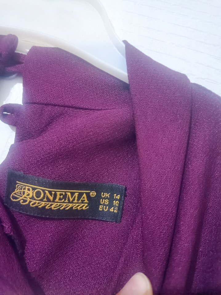 Bordo Uzun Kollu Drapeli Kadın Elbise - Görsel 4