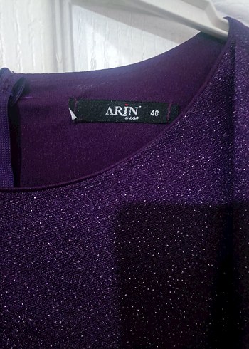 Kadın Mor Uzun Kollu Şık Abiye Elbise - Görsel 3