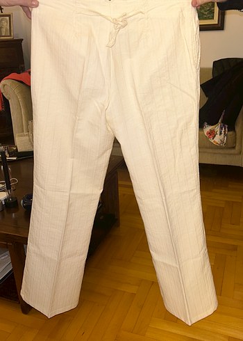 stafenel Bej Kadın Keten Pilili Kumaş Pantolon - Görsel 3