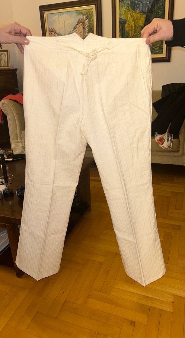 stafenel Bej Kadın Keten Pilili Kumaş Pantolon - Görsel 3