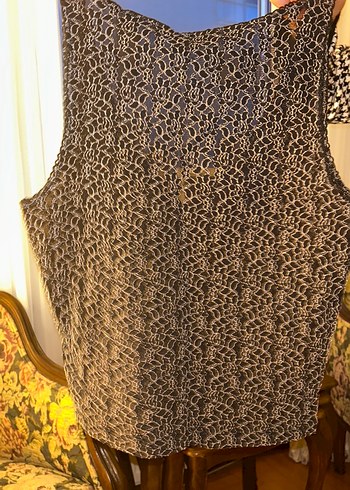 Gri Dantel Detaylı V Yaka Kadın Bluz - Görsel 4