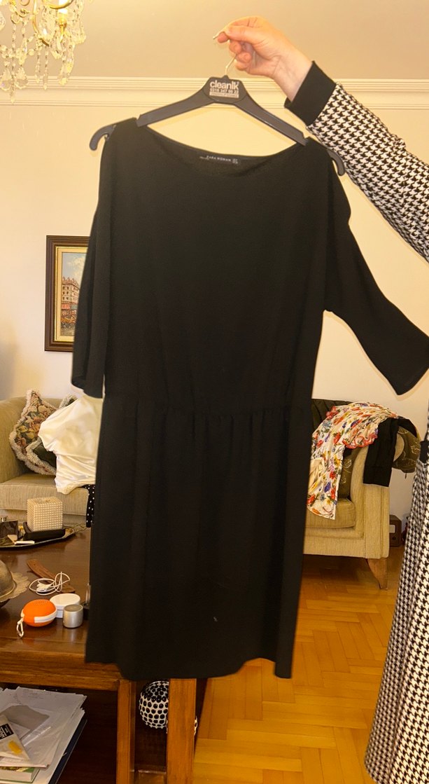 Siyah Midi Örme Elbise - Görsel 2