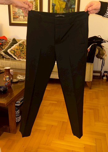 Siyah Kadın Midi Kumaş Pantolon - Görsel 2