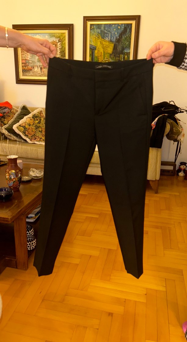 Siyah Kadın Midi Kumaş Pantolon - Görsel 2