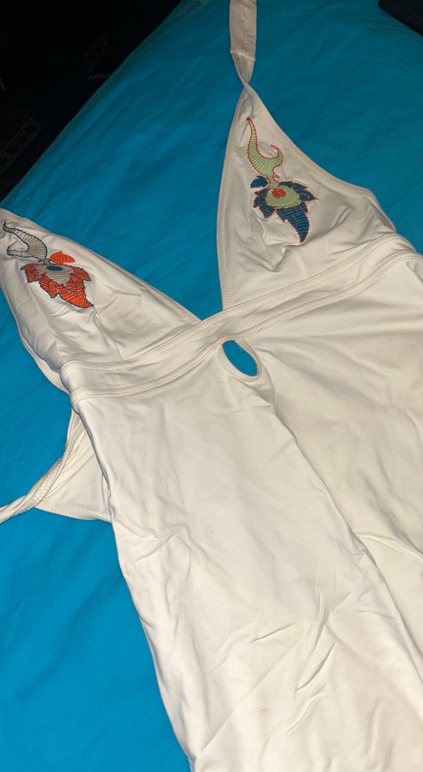 Bohem Beyaz Desenli Kadın Mayo - Görsel 3