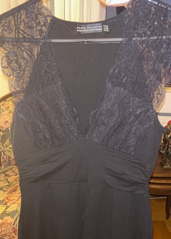 Dantel Detaylı Siyah Uzun Gövdeli Kadın Elbise - Görsel 4