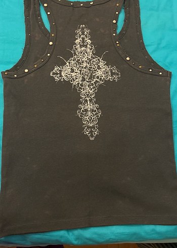 Koyu Gri Baskılı Kadın Atlet - Görsel 5