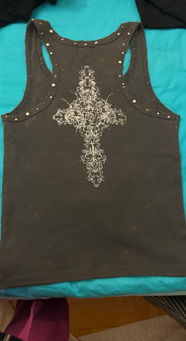 Koyu Gri Baskılı Kadın Atlet - Görsel 5