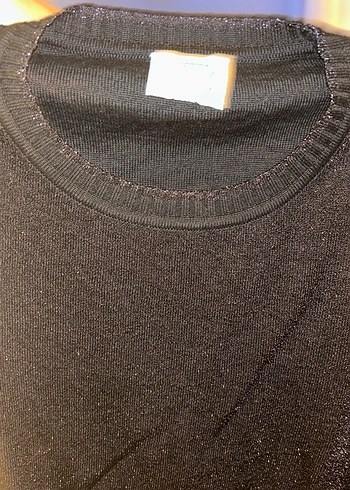 Kadın Siyah Pamuklu Örme Tişört - Görsel 3