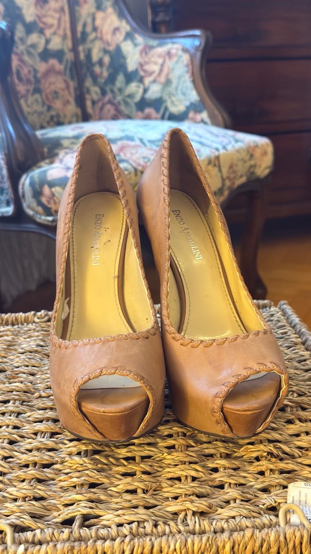 Bej Süet Platform Topuklu Kadın Stiletto - Görsel 4