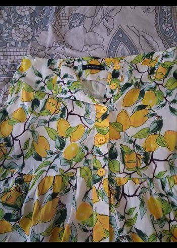 Sarı Bağlama Desenli Fırfırlı Etek - Görsel 2