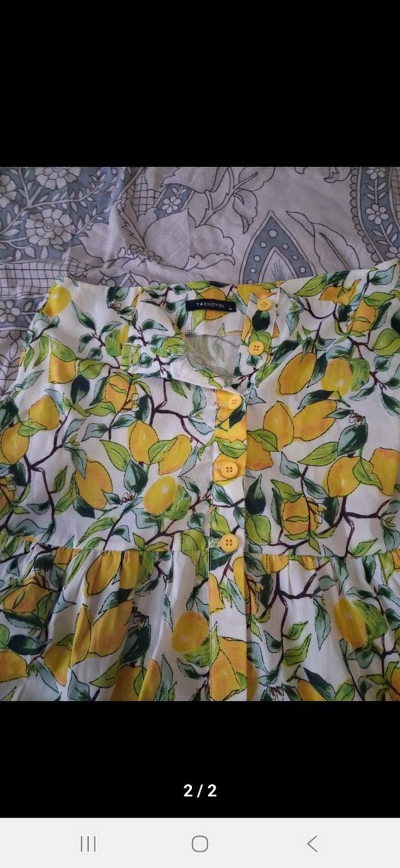 Sarı Bağlama Desenli Fırfırlı Etek - Görsel 2