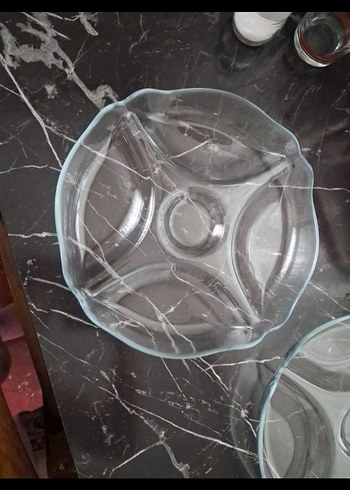 Soyut Desenli Gri Cam Servis Tabağı - Görsel 2