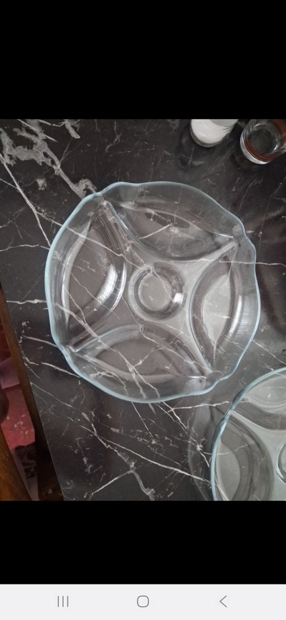 Soyut Desenli Gri Cam Servis Tabağı - Görsel 2