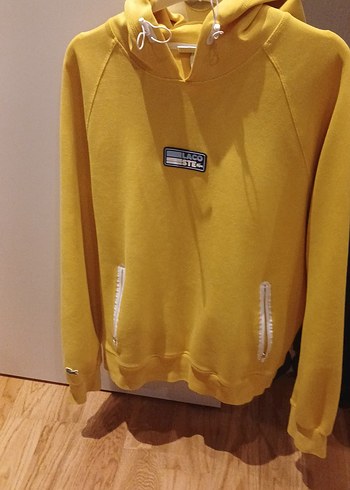 Sarı Kapüşonlu Fermuarlı Orijinal Lacoste Sweatshirt - Görsel 3