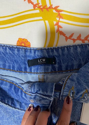 Düğmeli Mavi Denim Midi Etek - Görsel 2